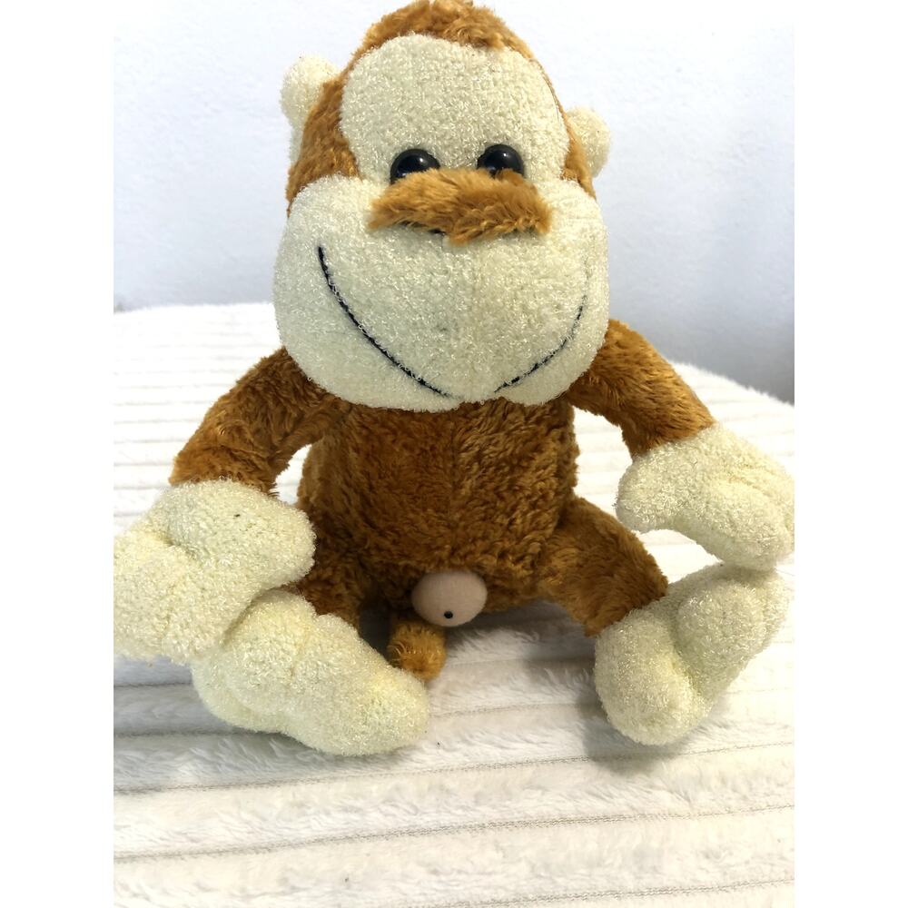 Vintage Victory Cream Brown Monkey Plush 9" Suction Cup Glass Stuffed Toy